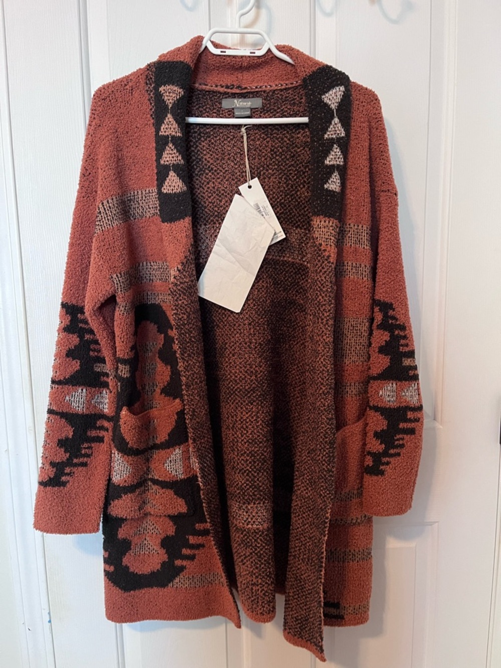 Copper/Rust Aztec Open Front Cardigan